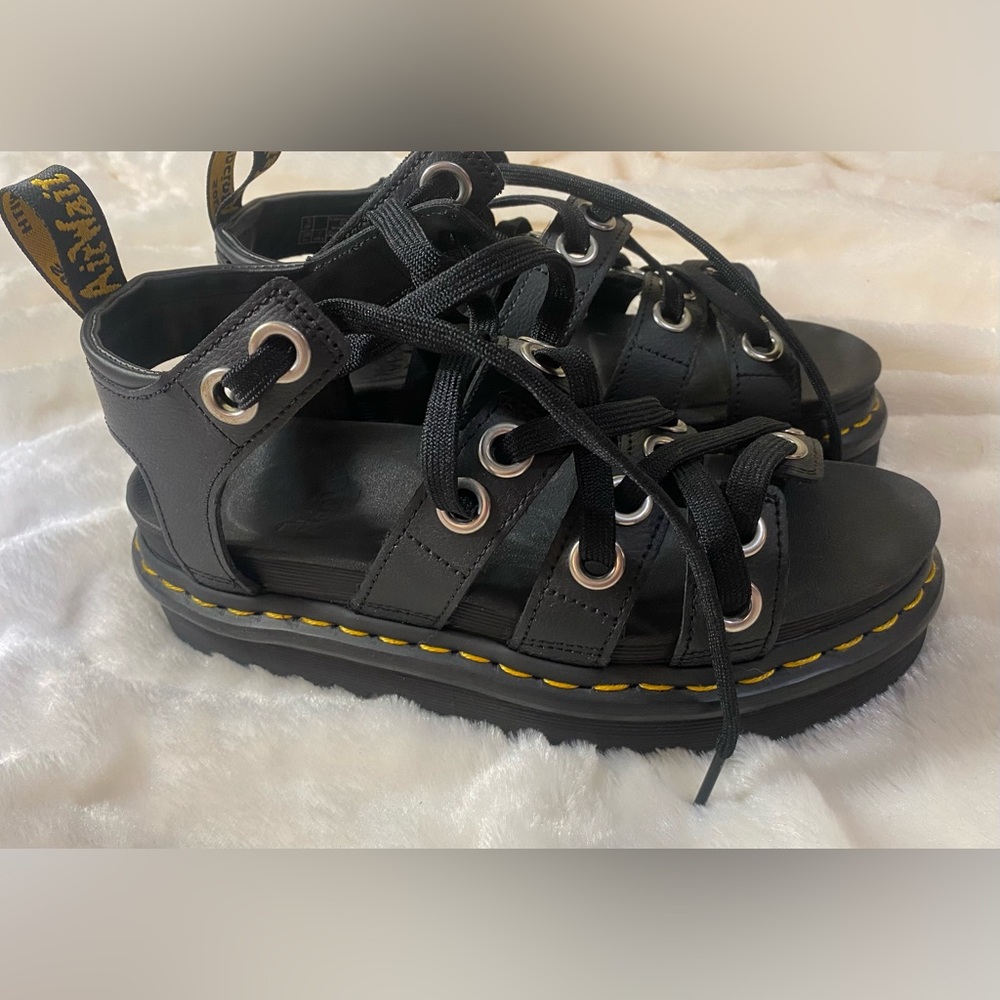 DR. Martens Black Blaire Hardware Leather Strappy Sandals - Picture 6 of 14
